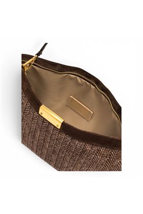 Borsa Gianni Chiarini in paglia intrecciata e camoscio colore cioccolata. GIANNI CHIARINI | 12245-CHOCO